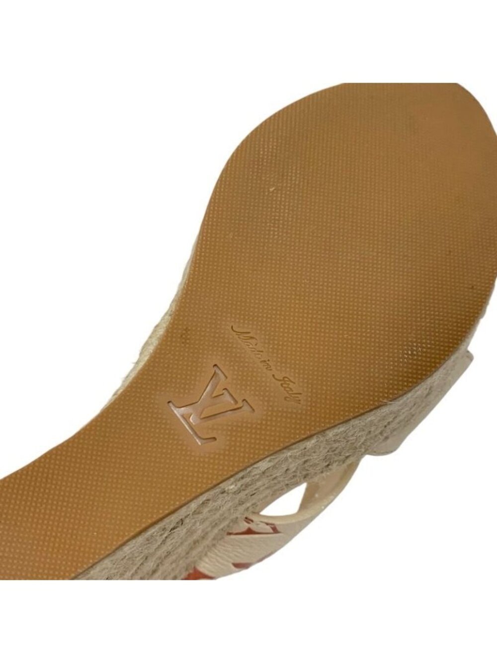 Louis Vuitton Starboard Line Monogram Sandals Shoes Leather Beige Wedge Sole - Picture 8 of 9